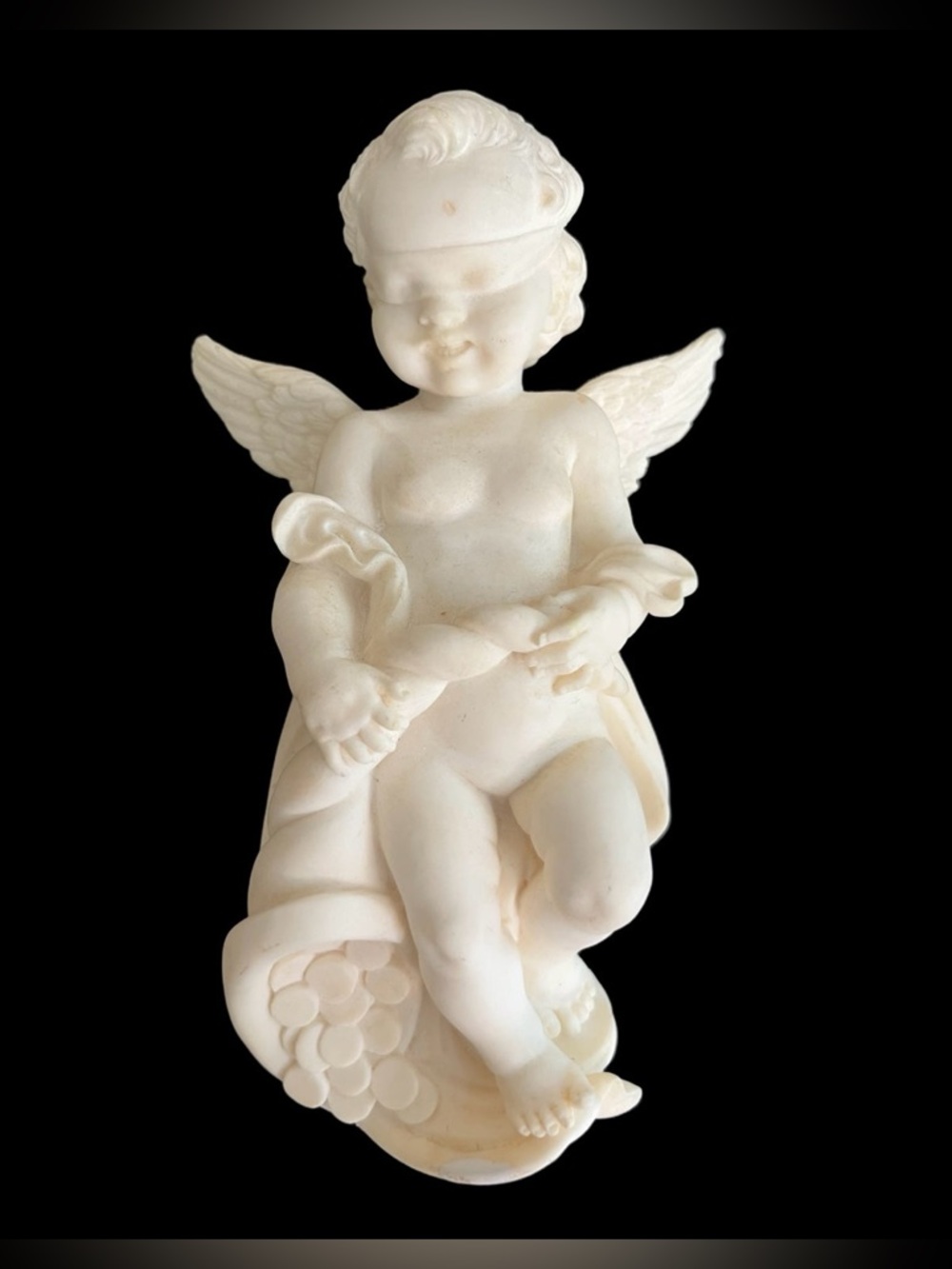 Vintage Italian A. Giannelli Cherub Angel Alabaster Wall Art 6" Love Valentine